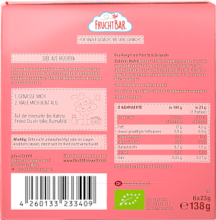 Fruchtriegel Erdbeere, Apfel, Hafer ab 3 Jahren (6x23 g) FruchtBar