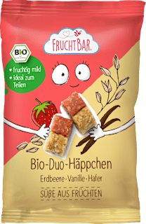 Kindersnack Duo-Häppchen mit Erdbeere, Vanille & Hafer, ab 3 Jahren FruchtBar