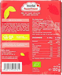 Kindersnack Pausenfreund Frucht-Tasche, Dinkel, Erdbeere, Apfel ab 3 Jahren (6x22 g) FRUCHTBAR Pausenfreund