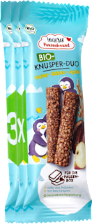 Kindersnack Pausenfreund Knusper-Duo, Hafer, Kakao, Apfel, ab 3 Jahren (3x23 g)  FRUCHTBAR Pausenfreund