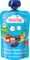 Quetschie Pflaume, Banane, Apfel, Schwarze Johannisbeere, ab 6 Monaten FruchtBar