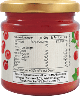Fruchtaufstrich, Rote Johannisbeere Frusano