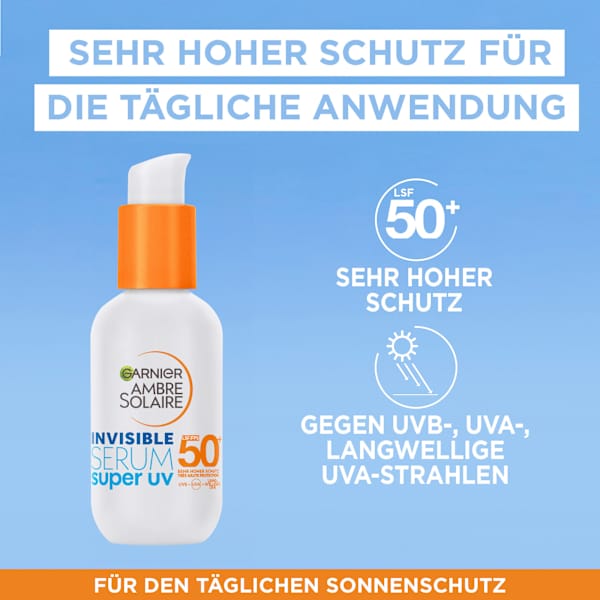 Sonnenfluid Gesicht super UV invisible Serum, LSF 50+ Garnier Ambre Solaire
