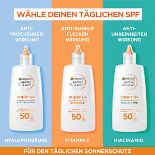 Sonnenfluid Gesicht super UV mit Niacinamid, LSF 50+ Garnier Ambre Solaire