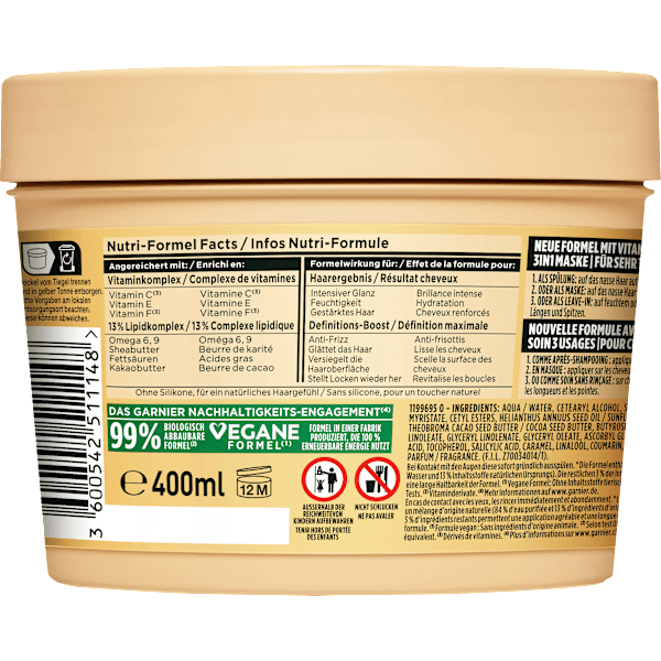 Haarkur Kakao Butter Hair Food 3in1 Maske  GARNIER FRUCTIS