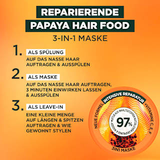 Haarkur Papaya Hair Food 3in1 Maske  GARNIER FRUCTIS