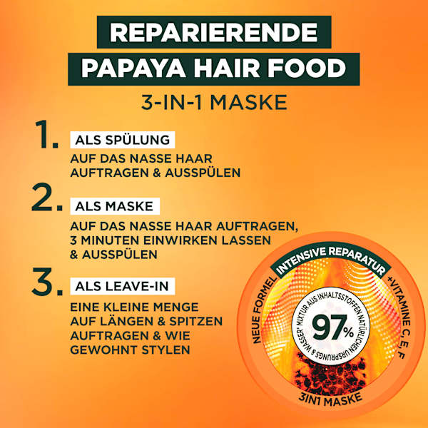 Haarkur Papaya Hair Food 3in1 Maske  GARNIER FRUCTIS