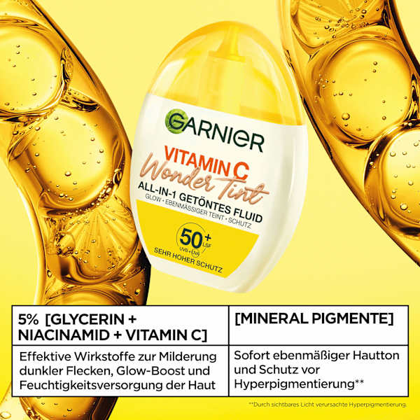 Gesichtsfluid Vitamin C Wonder Tint UV LSF 50+, Medium GARNIER