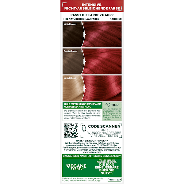 Haarfarbe Ultra Color 6.60 Intensives Rot GARNIER NUTRISSE