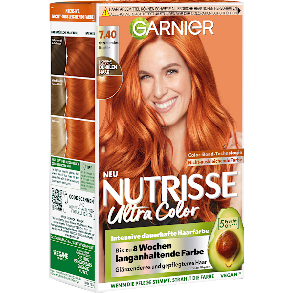 Haarfarbe Ultra Color 7.40 Strahlendes Kupfer GARNIER NUTRISSE