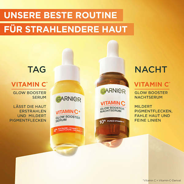 Nachtserum Glow Booster mit Vitamin C & Hyaluronsäure Garnier Skin Active