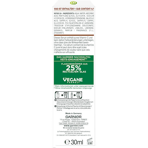 Nachtserum Glow Booster mit Vitamin C & Hyaluronsäure Garnier Skin Active