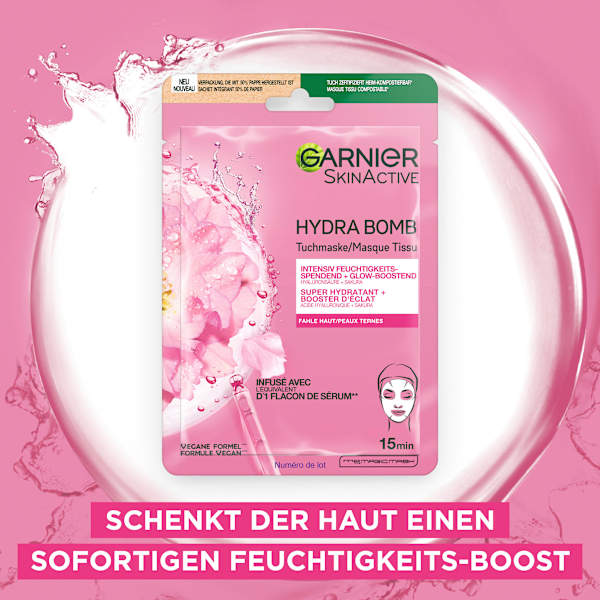 Tuchmaske Hydra Bomb Sakura Glow-Boosting  Garnier Skin Active