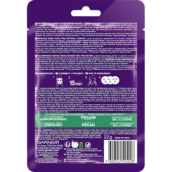 Tuchmaske Pro-Retinol Garnier Skin Active