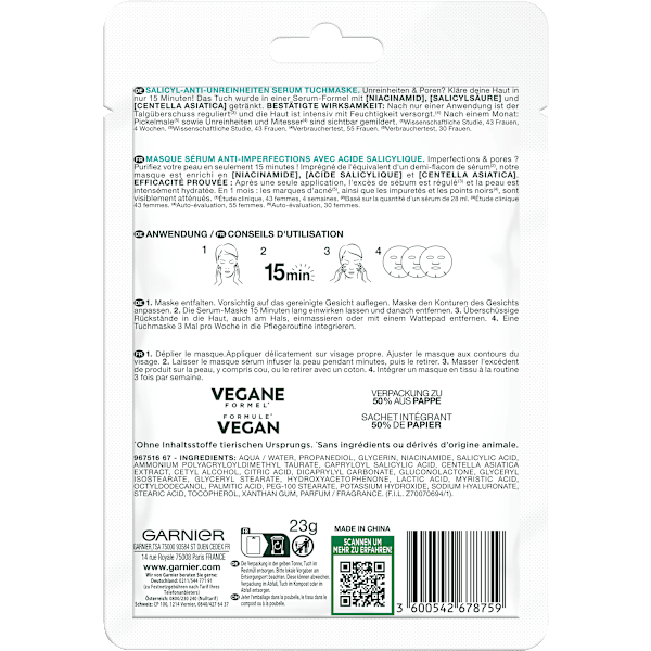 Tuchmaske Salicylic  GARNIER