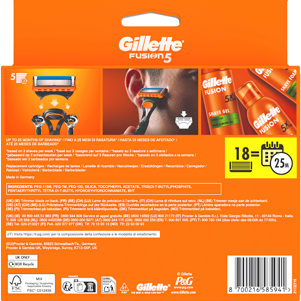 Rasierklingen, Fusion5 Gillette