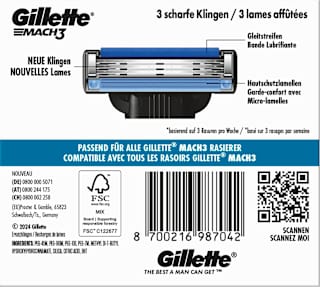 Rasierklingen, Mach3  Gillette