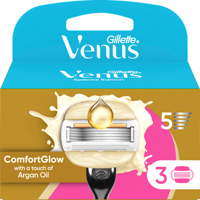 Gillette Venus Razor blades, ComfortGlow, 3 pcs