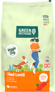 Trockenfutter Hund mit roten Linsen, veggie Green Petfood