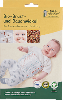 Brust-und Bauchwickel BIO, Größe 1 (1-12 Monate) GOTS Grünspecht