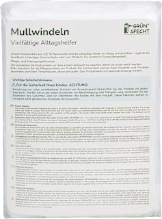 Mullwindeln, 80x80 cm, weiß  Grünspecht