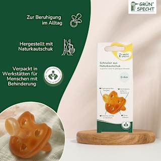 Schnuller Naturkautschuk, Gr. 1, 0-6 Monate Grünspecht