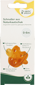 Schnuller Naturkautschuk, Gr. 1, 0-6 Monate Grünspecht