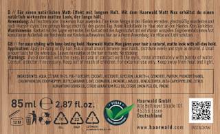 Haarwachs Black Wax Natürlicher Matt-Effekt HAARWALD