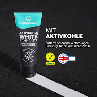 Zahnpasta Aktivkohle White mit Vit. B12 happybrush