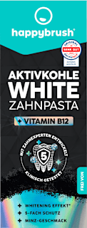 Zahnpasta Aktivkohle White mit Vit. B12 happybrush