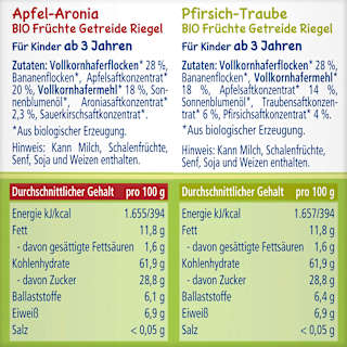 Frucht-Getreide-Riegel Mini Mix, ab 3 Jahre (10x10 g) HiPP