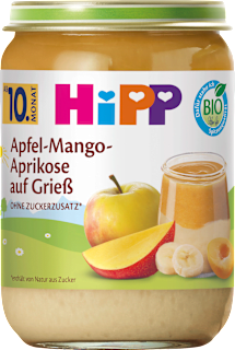 Früchte Apfel-Mango-Aprikose auf Grieß ab dem 10. Monat HiPP