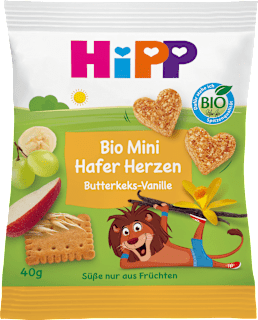 Kindersnack Mini Hafer-Herzen Butterkeks-Vanille, ab 3 Jahre HiPP