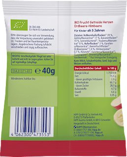 Kindersnack Mini Hafer-Herzen Erdbeere-Himbeere, ab 3 Jahre HiPP