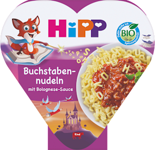 Kinderteller Buchstabennudeln mit Bolognese-Sauce ab 1 Jahr HiPP