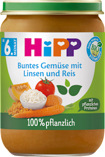 Menü Buntes Gemüse mit Linsen und Reis ab 6. Monat pflanzlich HiPP