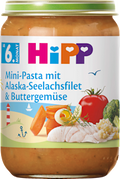 Menü Mini-Pasta mit Alaska-Seelachsfilet & Buttergemüse ab dem 6. Monat HiPP