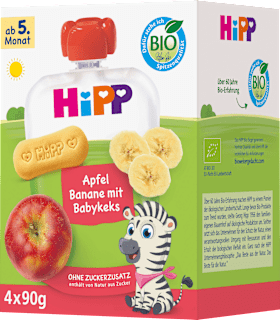 Quetschie Apfel-Banane & Babykeks nach dem 4. Monat (4x90 g) HiPP