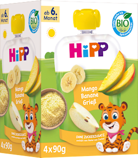 Quetschies Multi Mango Bananen Grieß, ab 6. Monat (4x90 g)  HiPP