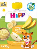 Quetschies Multi Mango Bananen Grieß, ab 6. Monat (4x90 g)  HiPP