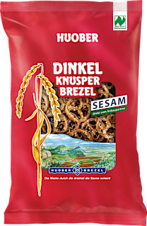 Snack, Dinkel Knusper Brezel mit Sesam Huober