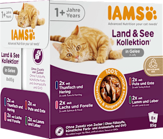 Nassfutter Katze Land & Sea Collection in Gelee Multipack (8x85 g) IAMS