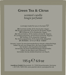 Duftkerze im Glas Green Tea & Citrus 195 g  Jean&Len