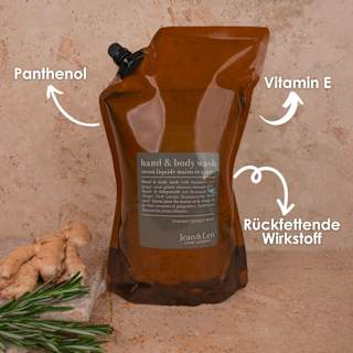 Flüssigseife rosemary & ginger, Rosmarin & Ingwer, Nachfüllpack Jean&Len