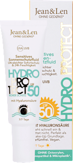 Sonnenfluid Gesicht sensitiv, hydro protect, LSF 50 Jean&Len