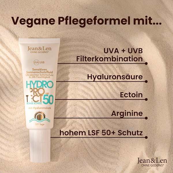 Sonnenfluid Gesicht sensitiv, hydro protect, LSF 50 Jean&Len