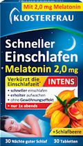 Schneller Einschlafen Melatonin 2,0 mg Tabletten 30 St KLOSTERFRAU