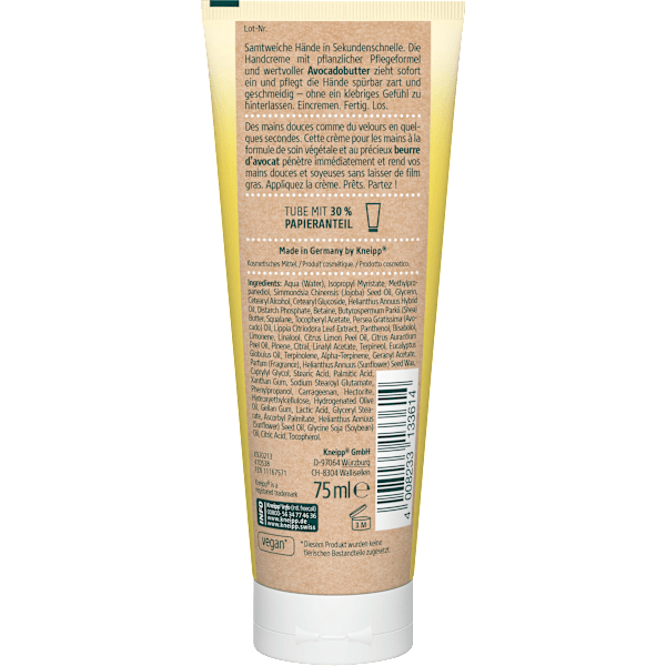 Handcreme Sekunden Zitronenverbene & Avocadobutter  Kneipp