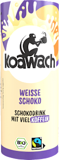 Trinkfertiger Schokodrink, Weisse Schoko mit natürlichem Koffein aus Guarana koawach
