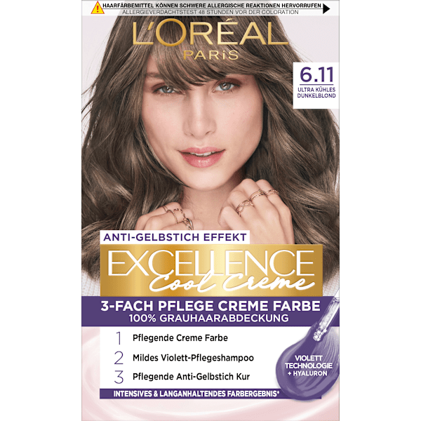 Haarfarbe Cool Creme 6.11 Ultra Kühles Dunkelblond  L'ORÉAL PARiS EXCELLENCE Creme